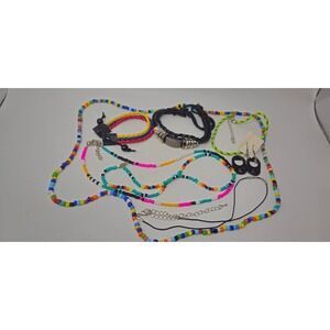 Boho Jewelry Lot Colorful Glass Bead Necklaces Braided Bracelets Earrings
